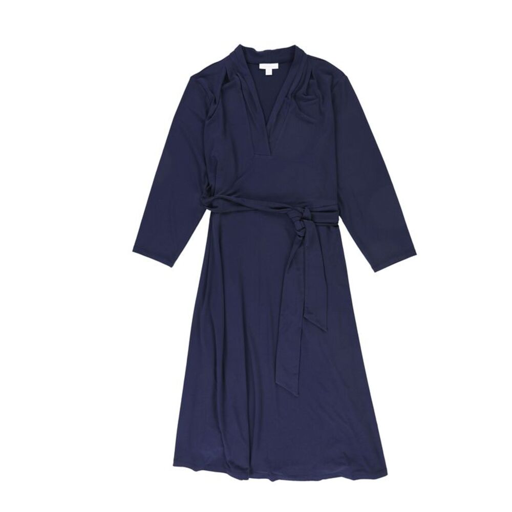 Charter Club Womens Belted Midi Dress, Blue, Plus Size, 1X, MP